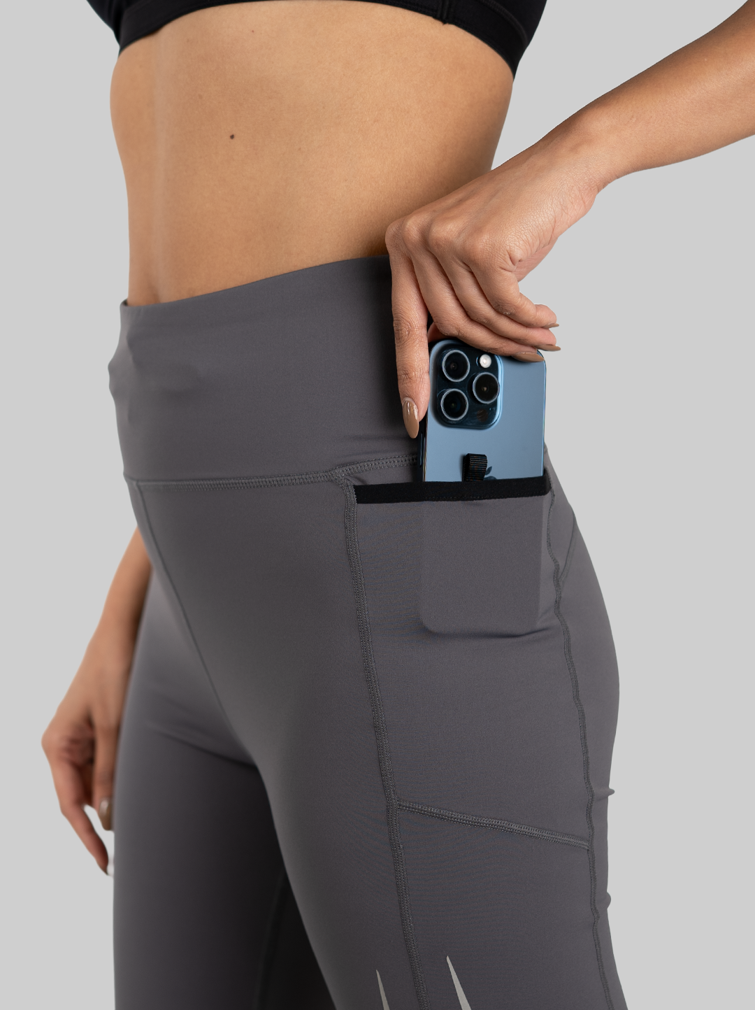 Distance Running 3 Pockets Leggings (GREY)
