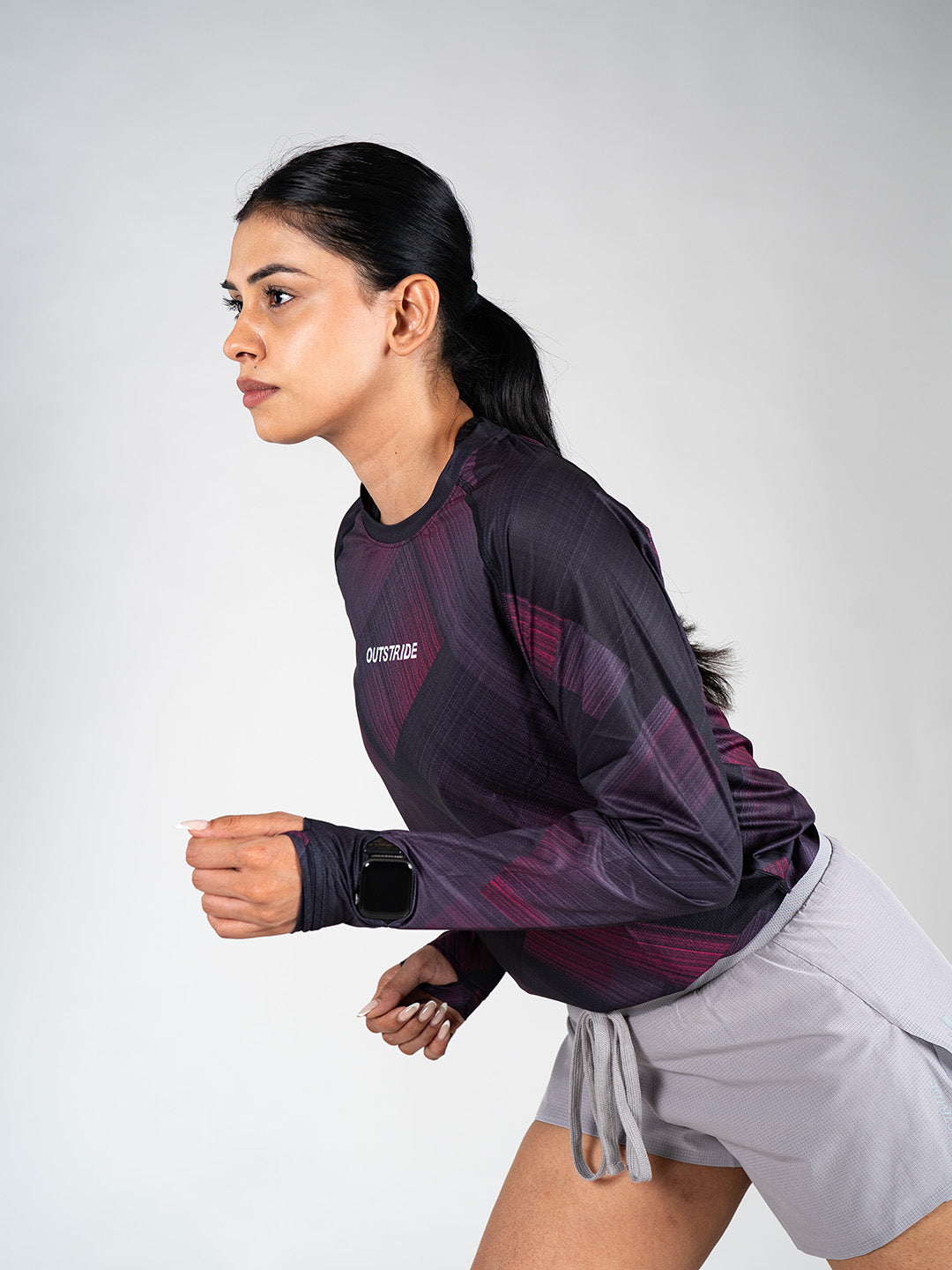 Long Sleeves Running Tee (Pink-Black)