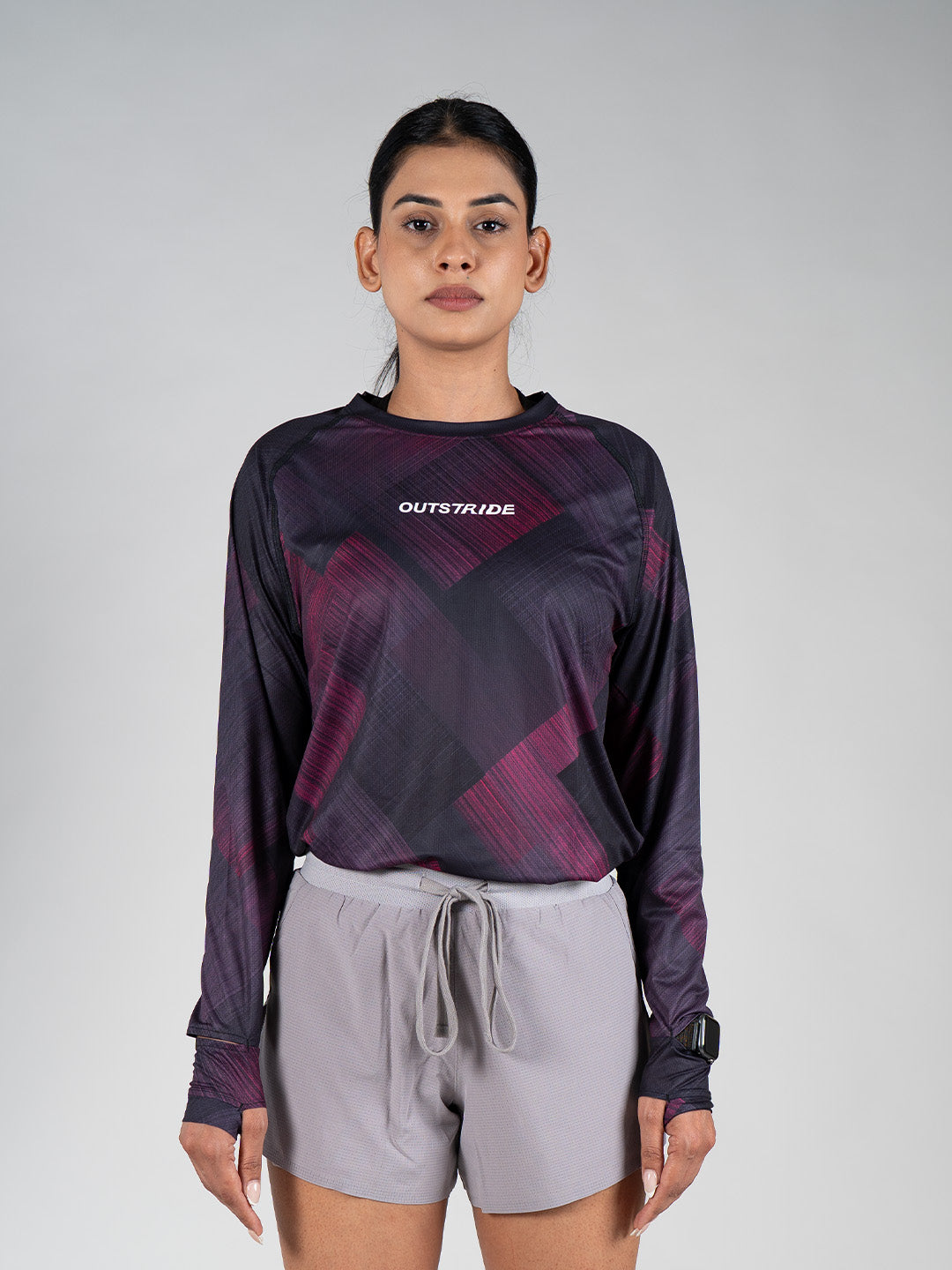 Long Sleeves Running Tee (Pink-Black)