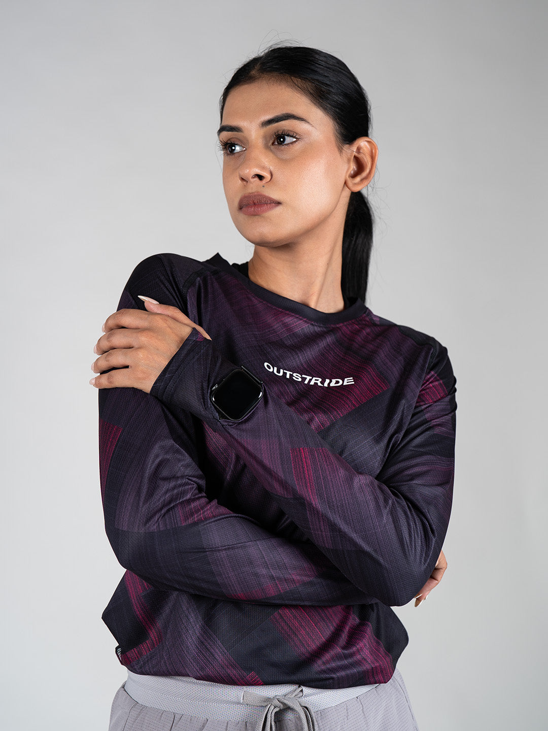Long Sleeves Running Tee (Pink-Black)